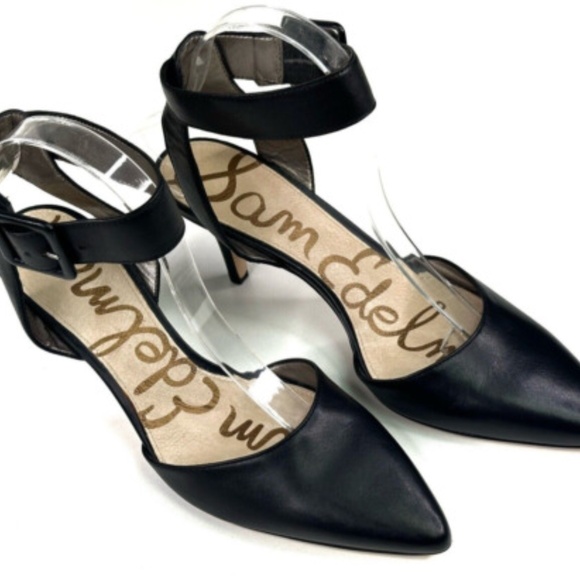 Sam Edelman Okala Black Pointed Toe Heel with Thick Ankle Strap - 7.5 - Picture 2 of 7